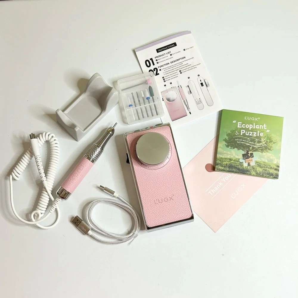 L'UGX Pink Leather Professional Nail Drill LG902